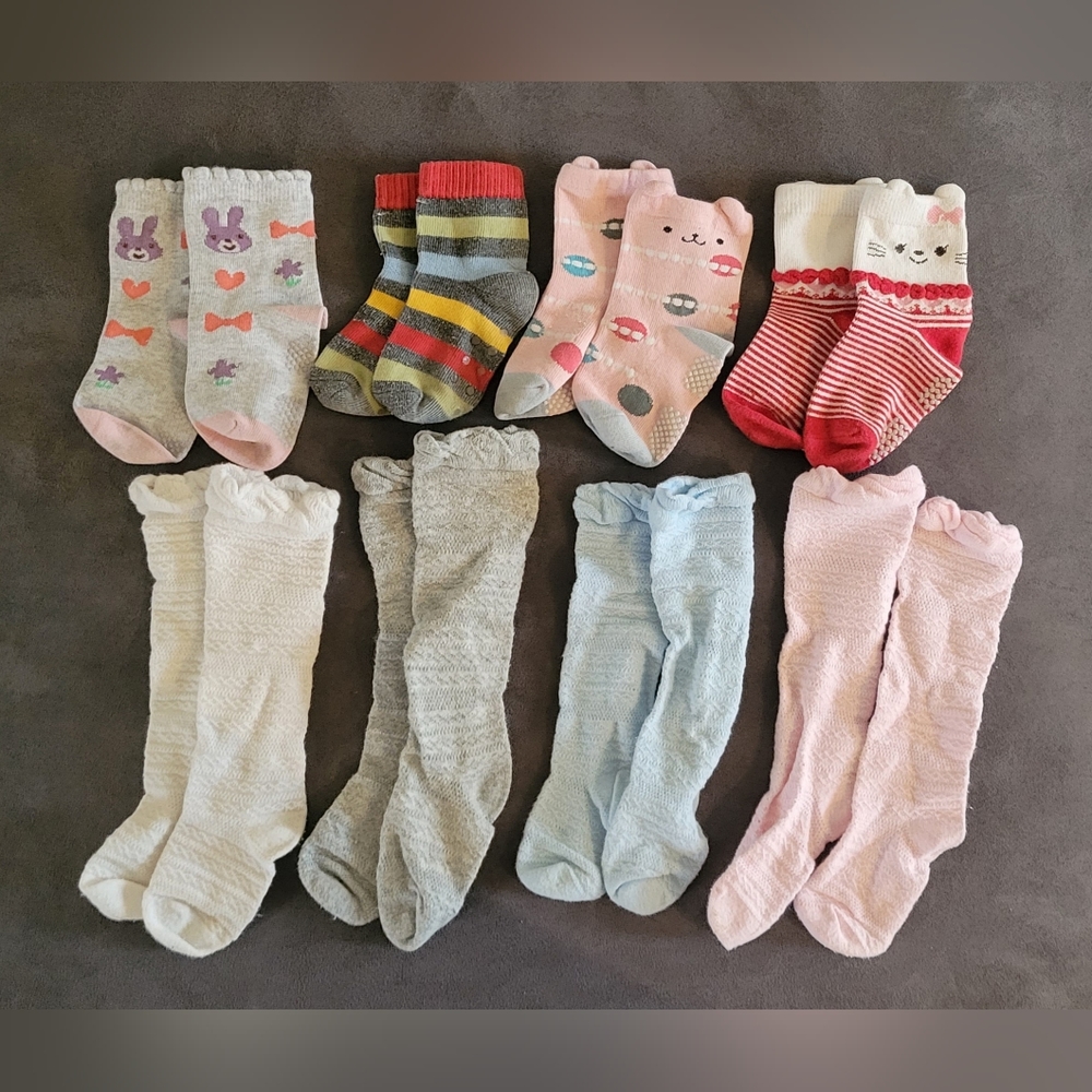 Assorted Eight (8) Pairs Socks Ages 1-2 Years